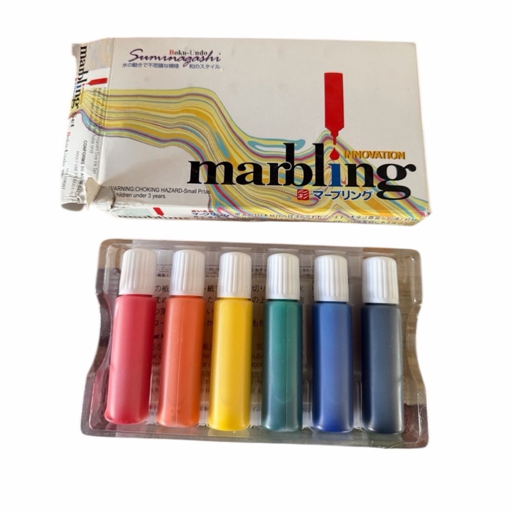 Boku-Undo Suminagashi Innovation Watercolor Liquid Marbling Kit-6 Colors New